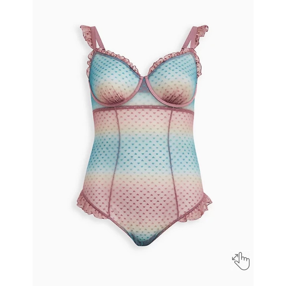 Torrid HEART MESH RUFFLE BODYSUIT Size 4X NWT - Picture 6 of 6